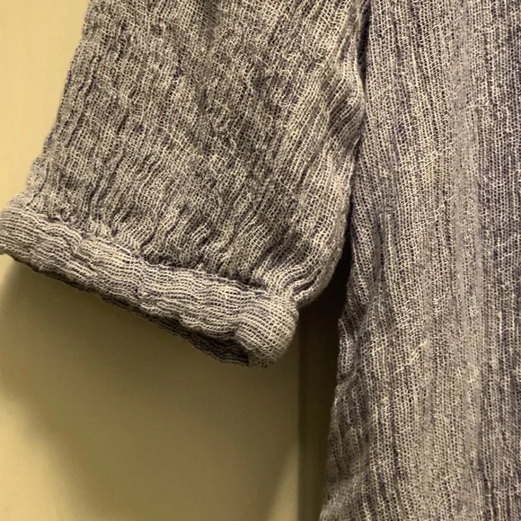 Zara gauzy Linen Tunic Dress, with pockets, blue & white woven fabric, NWT - Picture 6 of 11